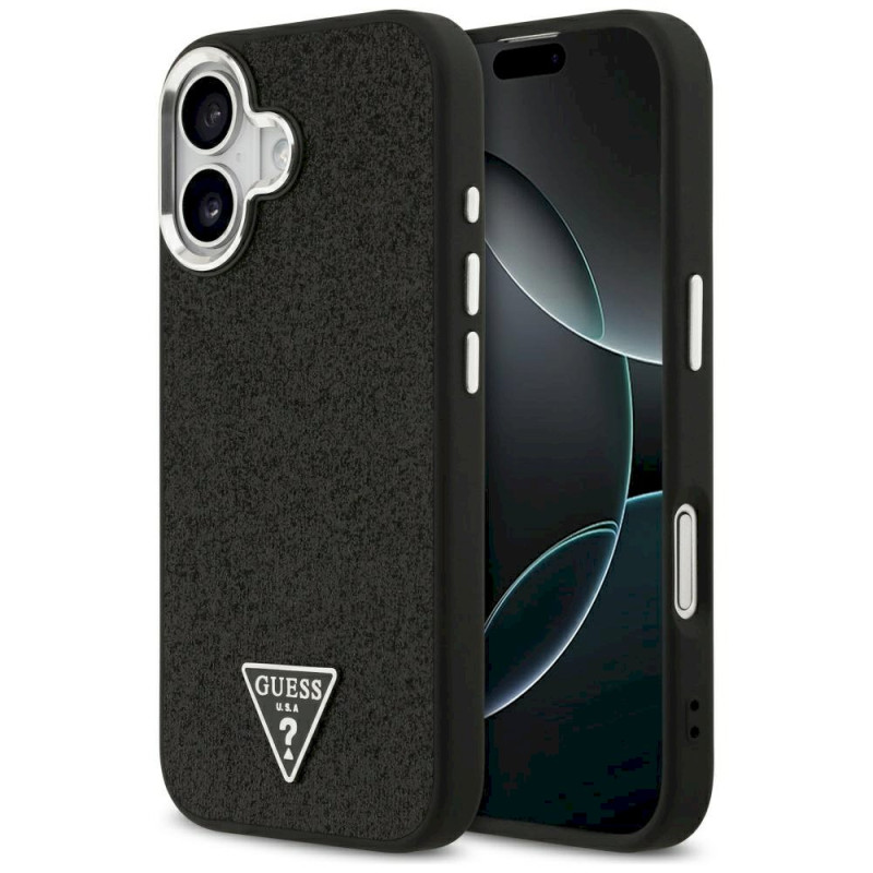 Case Guess Glitter Triangle Logo MagSafe for iPhone 17 / black
