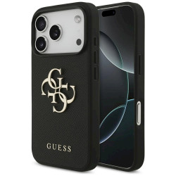 Guess Grained Big 4G & Classic Logo case for iPhone 17 Pro / black