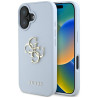 Guess Grained Big 4G Logo Small Classic Logo Case for iPhone 16 / blue