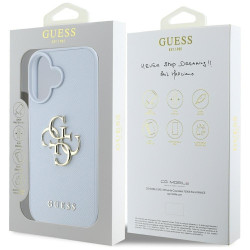 Guess Grained Big 4G Logo Small Classic Logo Case for iPhone 16 / blue
