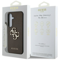 Guess Grained Big 4G Logo Small Classic Logo Case for Samsung Galaxy S25 Plus / brown