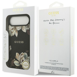 Guess Grained Flowers Classic Logo MagSafe Case for iPhone Air / black