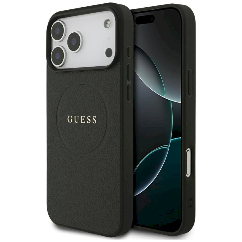 Guess Grained Ring MagSafe case for iPhone 17 Pro Max / black
