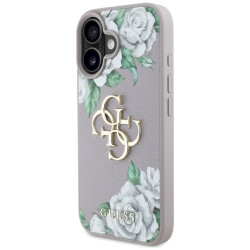 Case Guess Grained Roses Big 4G logo for iPhone 16 / purple