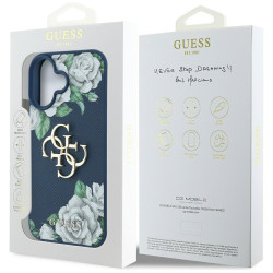 Case Guess Grained Roses Big 4G logo for iPhone 16 / blue