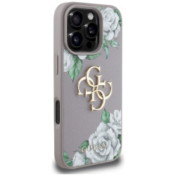 Case Guess Grained Roses Big 4G logo for iPhone 16 Pro / purple