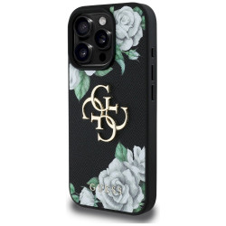 Guess Grained Roses Big 4G logo Case for iPhone 16 Pro Max / black