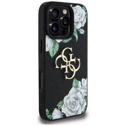 Guess Grained Roses Big 4G logo Case for iPhone 16 Pro Max / black