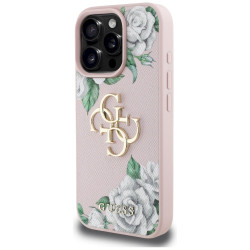 Case Guess Grained Roses Big 4G logo for iPhone 16 Pro Max / pink