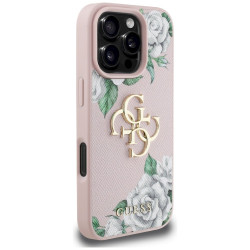 Case Guess Grained Roses Big 4G logo for iPhone 16 Pro Max / pink