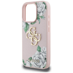 Case Guess Grained Roses Big 4G logo for iPhone 16 Pro Max / pink