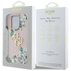 Case Guess Grained Roses Big 4G logo for iPhone 16 Pro Max / pink