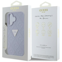 Guess Hot Stamp 4G Pattern Triangle Metal Logo Case for iPhone 16 / purple