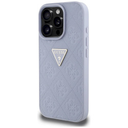 Case Guess Hot Stamp 4G Pattern Triangle Metal Logo for iPhone 16 Pro / purple