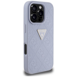 Case Guess Hot Stamp 4G Pattern Triangle Metal Logo for iPhone 16 Pro Max / purple
