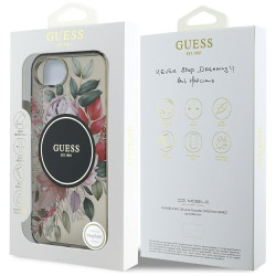 Guess IML Flowers MagSafe Case for iPhone 16e / black