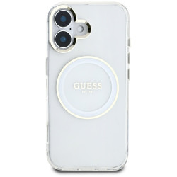Case Guess IML Metal Colored Circle Classic Logo MagSafe for iPhone 16 / white