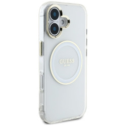 Case Guess IML Metal Colored Circle Classic Logo MagSafe for iPhone 16 / white