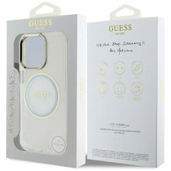 Guess IML Metal Colored Circle Classic Logo MagSafe Case for iPhone 16 Pro Max / white
