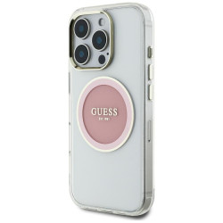 Guess IML Metal Colored Circle Classic Logo MagSafe Case for iPhone 16 Pro Max / pink