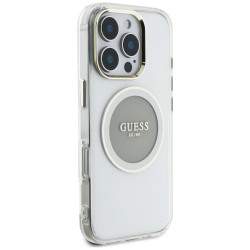 Case Guess IML Metal Colored Circle Classic Logo MagSafe for iPhone 16 Pro / grey