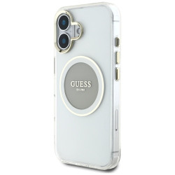 Case Guess IML Metal Colored Circle Classic Logo MagSafe for iPhone 16 / grey