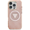Guess IML Metal Glitter 4G Circle Triangle MagSafe for iPhone 16 Pro / pink