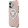 Case Guess IML Metal Glitter 4G Circle Triangle MagSafe for iPhone 16 / pink