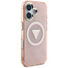 Case Guess IML Metal Glitter 4G Circle Triangle MagSafe for iPhone 16 / pink