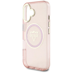 Case Guess IML Metal Mountain Logo MagSafe for iPhone 16 / pink