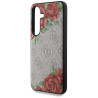 Guess Leather 4G Flowers Print Metal Classic Logo MagSafe Case for Samsung Galaxy S25 / pink