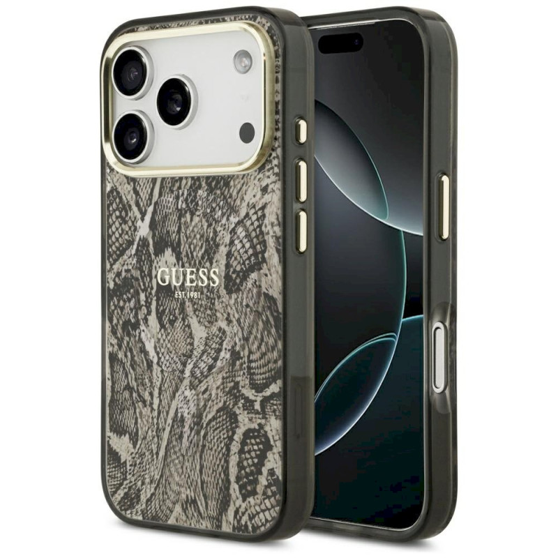 Guess Python Pattern MagSafe Case for iPhone 17 Pro / Brown