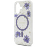Case Guess Resin Flowers Glitter MagSafe for iPhone 16 / purple