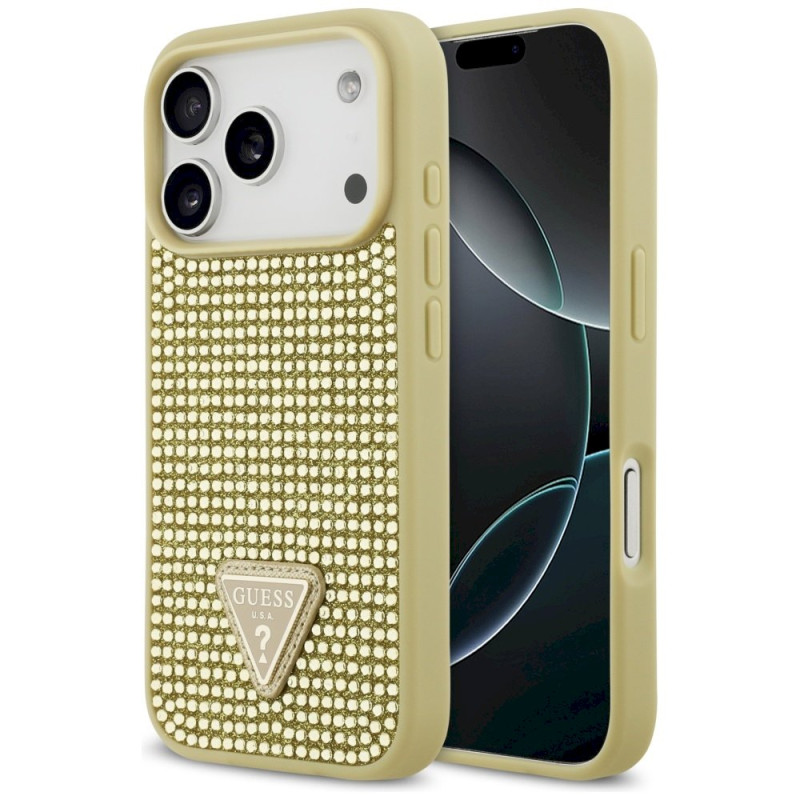 Guess Rhinestone Triangle Logo Case for iPhone 17 Pro / gold