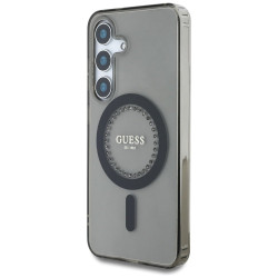Case Guess Rhinestones Printed Classic Logo MagSafe for Samsung Galaxy S25 / black