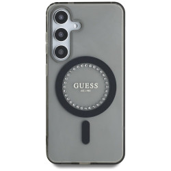 Case Guess Rhinestones Printed Classic Logo MagSafe for Samsung Galaxy S25 / black