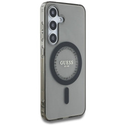 Case Guess Rhinestones Printed Classic Logo MagSafe for Samsung Galaxy S25 / black