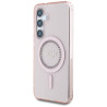 Case Guess Rhinestones Printed Classic Logo MagSafe for Samsung Galaxy S25 / pink