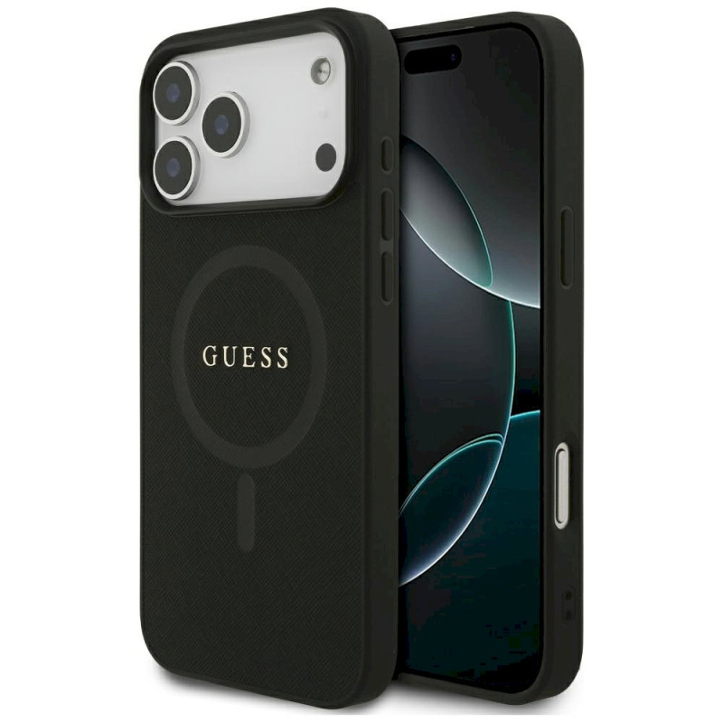 Guess Saffiano Classic Logo MagSafe Case for iPhone 17 Pro Max / Black