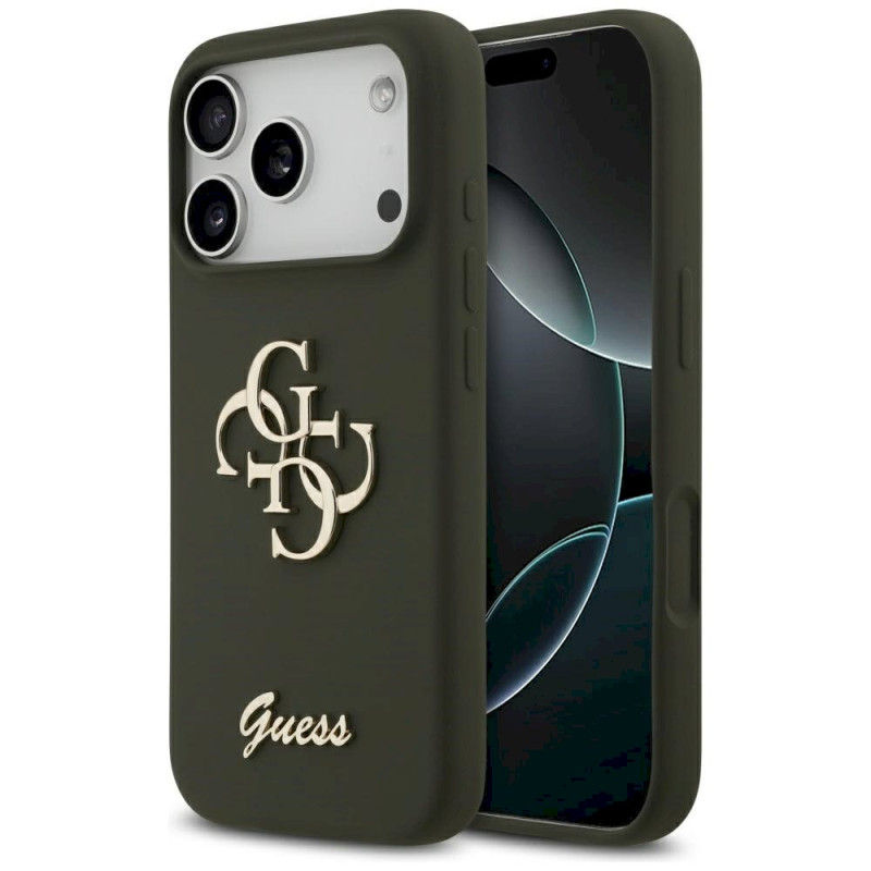 Guess Silicone Big 4G Script case for iPhone 17 Pro Max / khaki