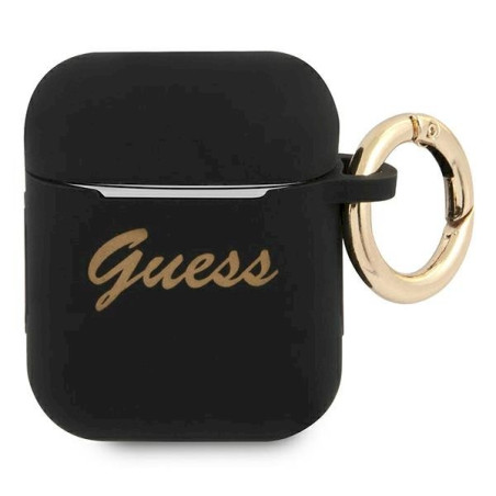 Guess GUA2SSSK AirPods cover Silicone Vintage Script / black