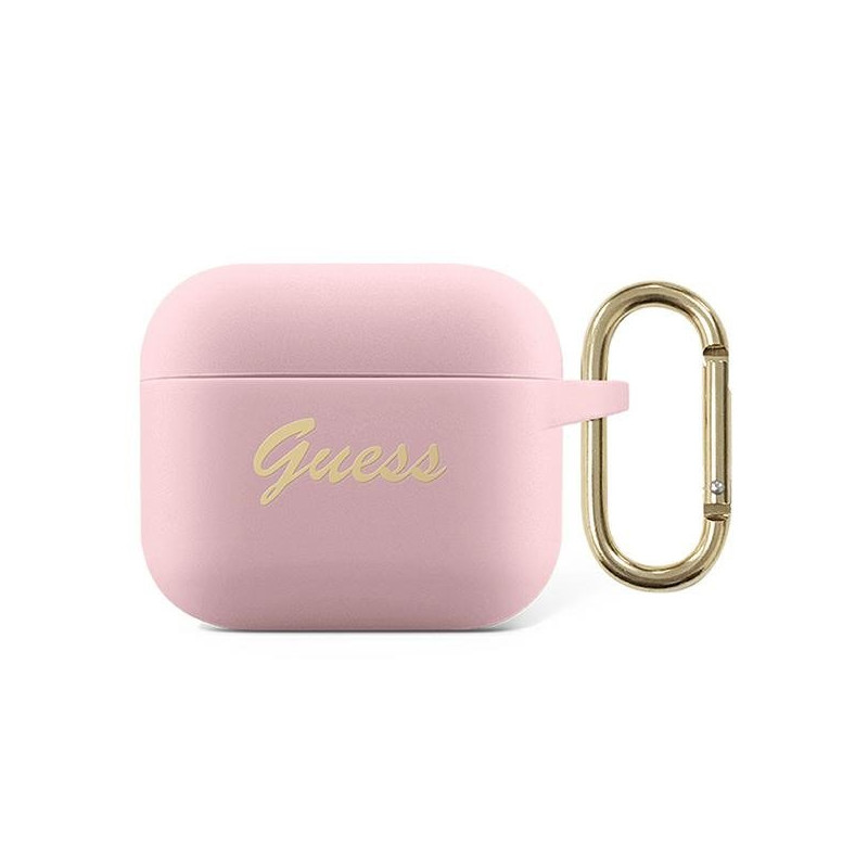 Guess GUA3SSSI AirPods 3 cover Silicone Vintage Script / pink