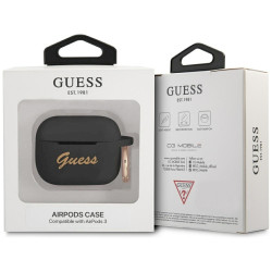 Guess GUA3SSSK AirPods 3 cover Silicone Vintage Script / black