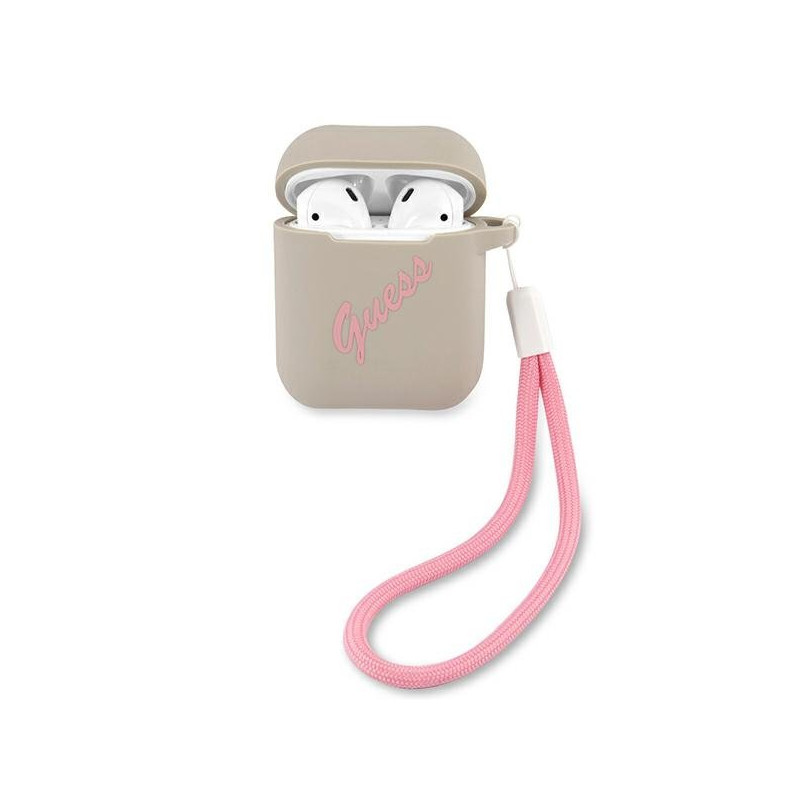 Guess GUACA2LSVSGP AirPods cover Silicone Vintage / grey pink