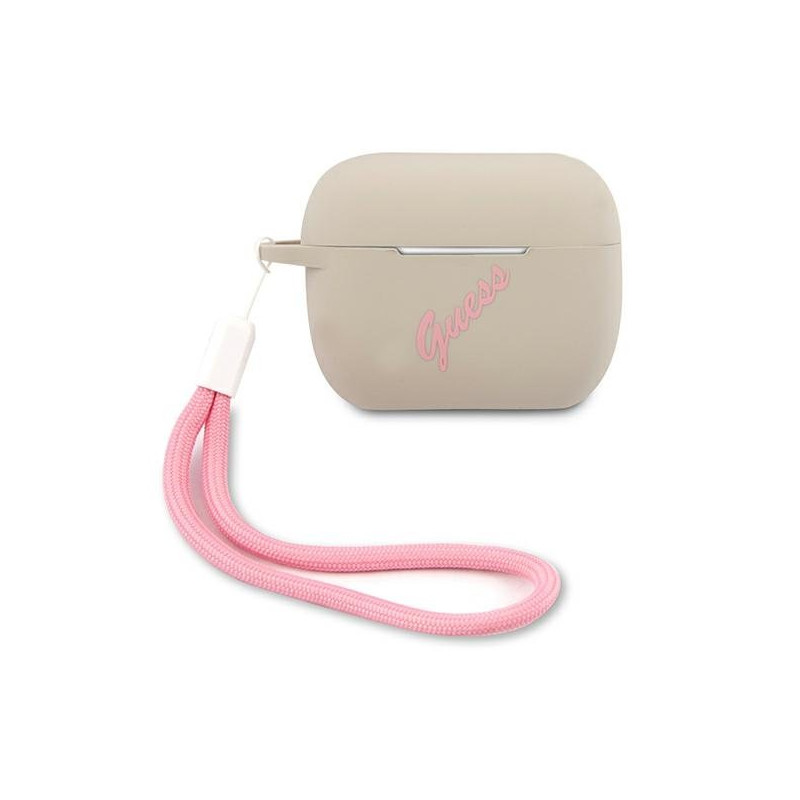 Guess GUACAPLSVSGP AirPods Pro cover Silicone Vintage / grey pink