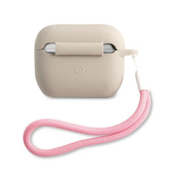 Guess GUACAPLSVSGP AirPods Pro cover Silicone Vintage / grey pink