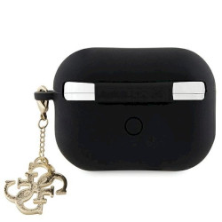 Guess GUAP2LECG4K AirPods Pro 2 (2022/2023) cover Liquid Silicone Glitter Triangle Charm / black