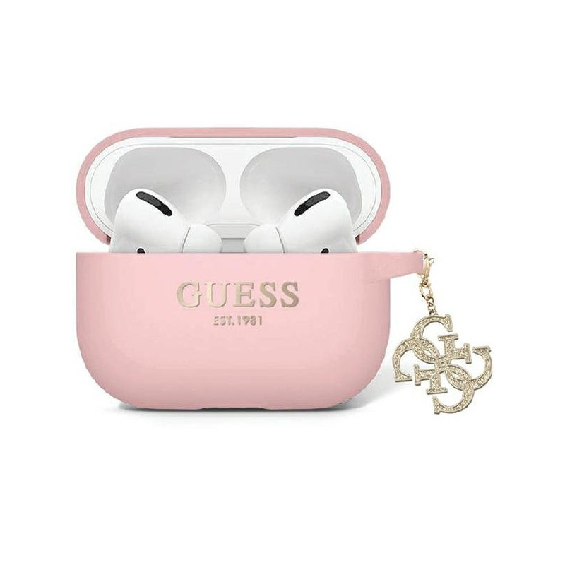 Guess GUAP2LECG4P AirPods Pro 2 (2022/2023) cover pink Liquid Silicone Glitter Triangle Charm