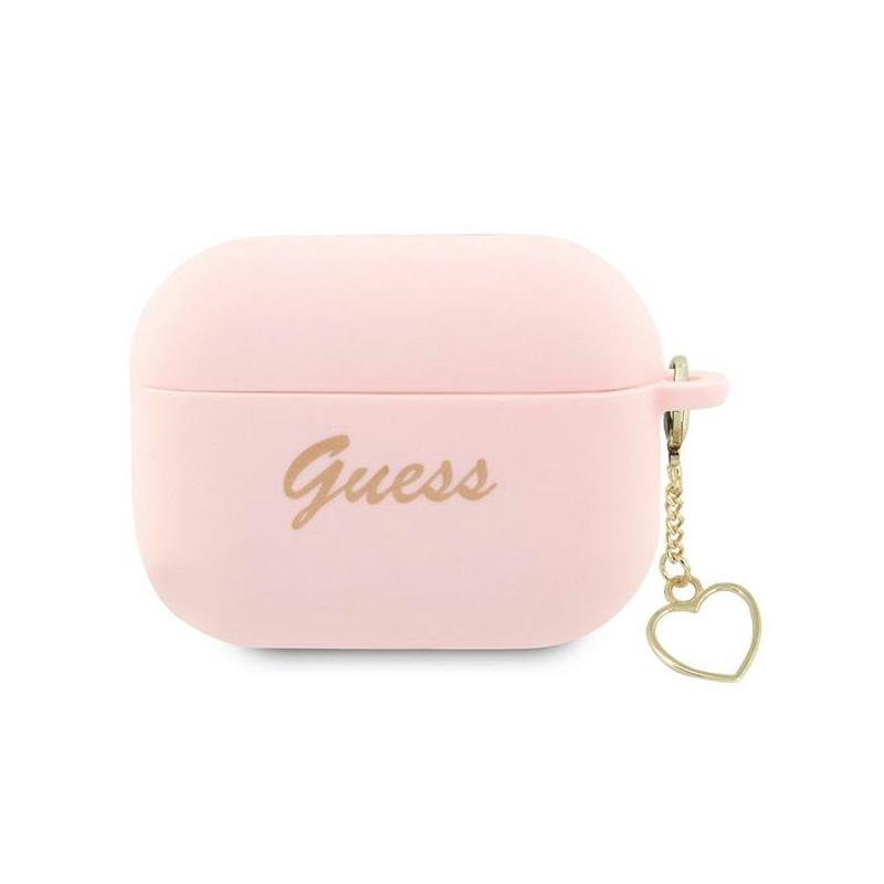 Guess GUAP2LSCHSP AirPods Pro 2 (2022/2023) cover Silicone Charm Heart Collection / pink