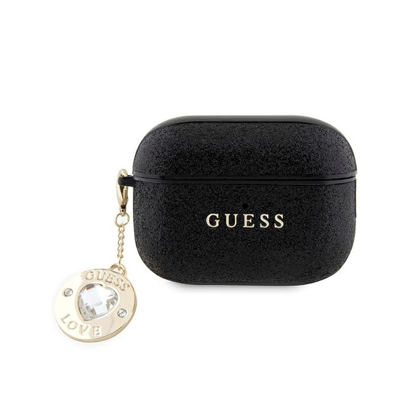 Guess GUAP2PGEHCDK AirPods Pro 2 (2022/2023) cover Fixed Glitter Heart Diamond Charm / black